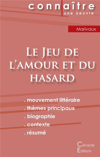 Couverture du livre « Le jeu de l'amour et du hasard, de Pierre de Marivaux » de  aux éditions Editions Du Cenacle