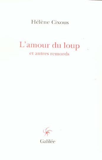 Couverture du livre « L'amour du loup » de Hélène Cixous aux éditions Galilee