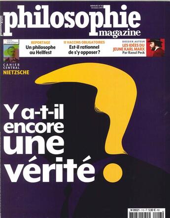 Couverture du livre « Philosophie magazine n 113- y a t'il encore une verite octobre 2017 » de  aux éditions Philo Revue