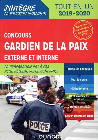 Couverture du livre « Fonction publique d'Etat t.1 ; concours gardien de la paix ; externe et interne (édition 2019/2020) » de  aux éditions Dunod