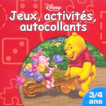 Couverture du livre « Jeux, activites et autocollants 3/4 ans » de Walt Disney aux éditions Disney Hachette