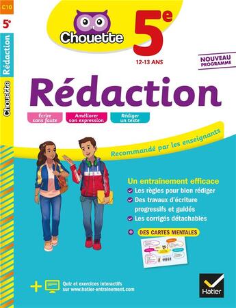 Couverture du livre « Chouette entrainement - 10 - redaction 5e - cahier d'entrainement en orthographe » de Gorson-Tanguy A-M. aux éditions Hatier