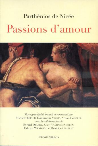 Couverture du livre « Passions d'amour ; erotika à Pathématha » de Parthenios De Nicee aux éditions Millon