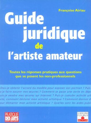 Couverture du livre « Guide juridique de l'artiste amateur » de Francoise Airiau aux éditions Mango