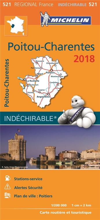 Couverture du livre « Carte regionale 521 poitou charentes 2018 » de Collectif Michelin aux éditions Michelin