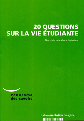 Couverture du livre « 20 questions sur la vie étudiante » de Louis Gruel aux éditions Documentation Francaise