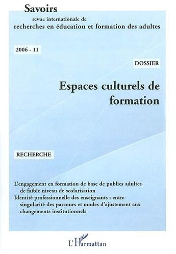 Couverture du livre « Espaces culturels de formation » de  aux éditions L'harmattan