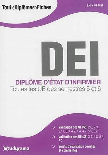 Couverture du livre « Tout le diplôme d'infirmier ; semestres 5 et 6 » de Badia Jabrane aux éditions Studyrama