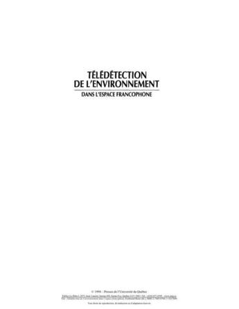 Couverture du livre « Télédétection de l'environnement ; dans l'espace francophone » de Ferdinand Bonn aux éditions Presses De L'universite Du Quebec