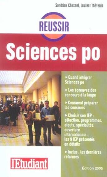 Couverture du livre « Reussir sciences po » de Sandrine Chesnel aux éditions L'etudiant