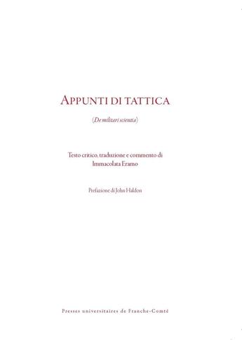 Couverture du livre « Appunti di tattica : (De militari scientia) » de Eramo Immacolata aux éditions Pu De Franche Comte