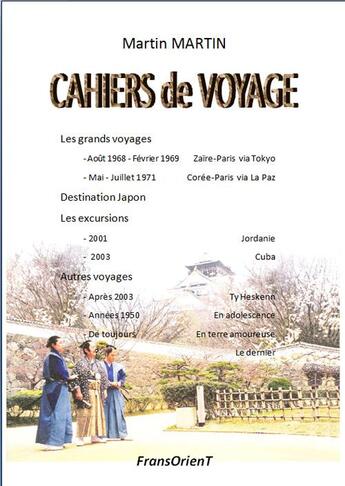 Couverture du livre « Cahiers de voyage » de Martin Martin aux éditions Fransorient