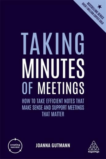 Couverture du livre « TAKING MINUTES OF MEETINGS - 5TH EDITION » de Joanna Gutmann aux éditions Kogan Page