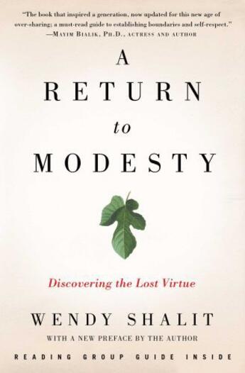 Couverture du livre « A Return to Modesty » de Shalit Wendy aux éditions Free Press