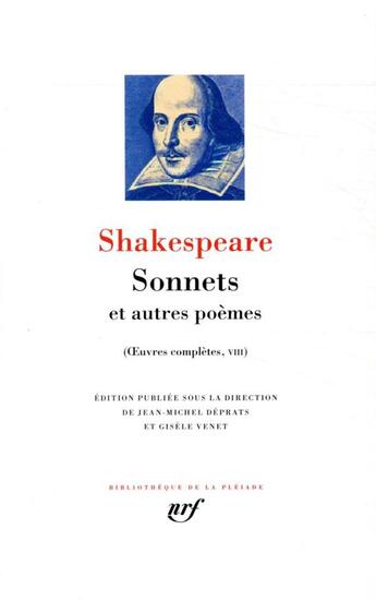 Couverture du livre « Oeuvres complètes Tome 8 ; sonnets et autres poèmes » de William Shakespeare aux éditions Gallimard