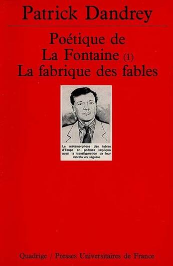 Couverture du livre « Poetique de la fontaine fabrique 228 » de Dandrey P. aux éditions Puf