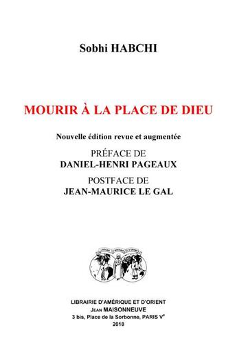 Couverture du livre « Mourir à la place de Dieu » de Sobhi Habchi aux éditions Claire Maisonneuve