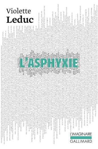 Couverture du livre « L'asphyxie » de Violette Leduc aux éditions Gallimard