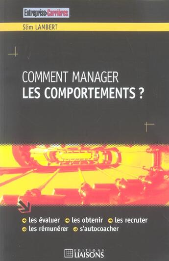 Couverture du livre « Comment manager les comportements » de Slim Lambert aux éditions Liaisons