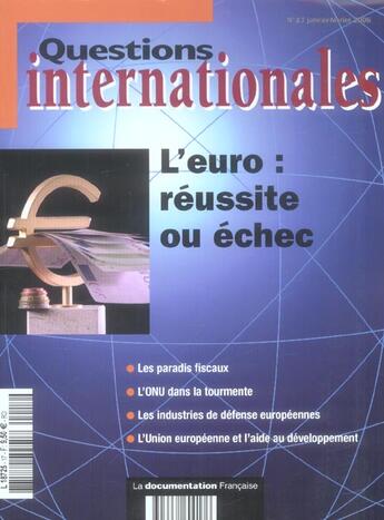 Couverture du livre « L'EURO : REUSSITE OU ECHEC ? » de  aux éditions Documentation Francaise