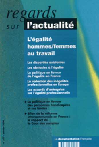 Couverture du livre « L'égaliteé hommes/femmes au travail » de  aux éditions Documentation Francaise