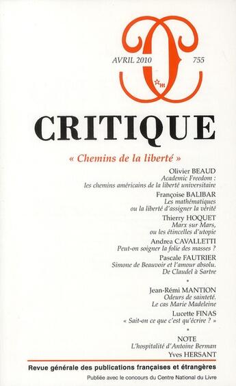 Couverture du livre « Chemins de la liberté » de  aux éditions Minuit