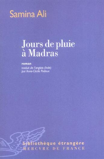 Couverture du livre « Jours de pluie a madras » de Samina Ali aux éditions Mercure De France