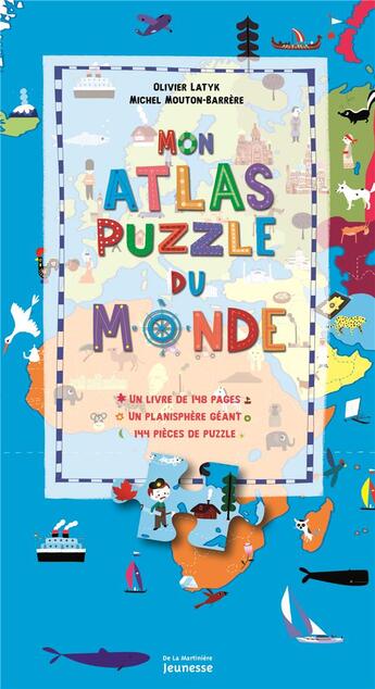 Couverture du livre « Mon atlas puzzle du monde ; coffret » de Olivier Latyk et Michel Mouton-Barrere aux éditions La Martiniere Jeunesse