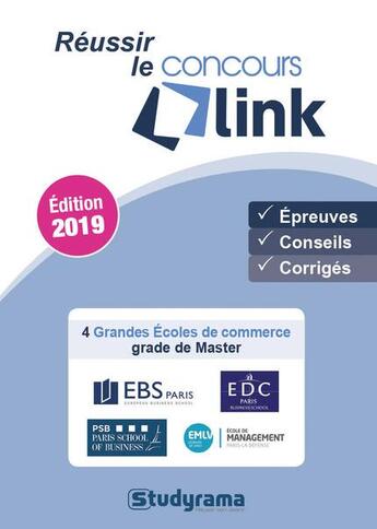 Couverture du livre « Réussir le concours link (édition 2019) » de  aux éditions Studyrama