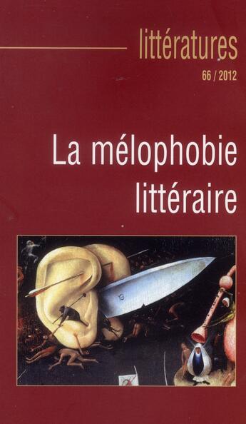 Couverture du livre « Melophobie litteraire » de Sylvie Vignes aux éditions Pu Du Midi
