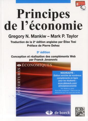 Couverture du livre « Principes de l'économie » de Mark P. Taylor et Gregory N Mankiw aux éditions De Boeck Superieur