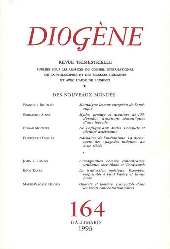 Couverture du livre « Diogene 164 » de Collectif Gallimard aux éditions Gallimard