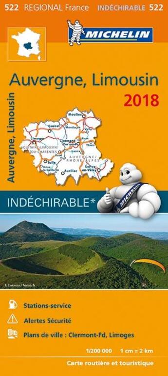 Couverture du livre « Carte regionale 522 auvergne limousin 2018 » de Collectif Michelin aux éditions Michelin