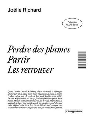 Couverture du livre « Perdre des plumes : Partir les retrouver » de Joelle Richard aux éditions L'echappee Belle