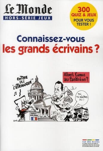 Couverture du livre « Connaissez-vous les grands écrivains ? » de  aux éditions Rue Des Ecoles