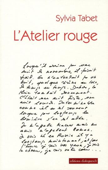 Couverture du livre « L'atelier rouge » de Sylvia Tabet aux éditions Editions Dialogues