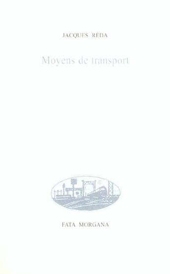 Couverture du livre « Moyens de transport » de Reda aux éditions Fata Morgana