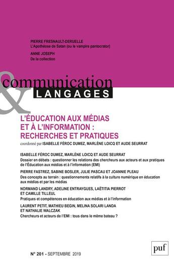 Couverture du livre « Communication et langages 2019, n.201 » de  aux éditions Puf