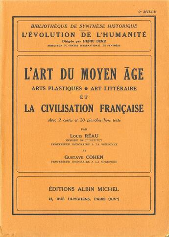 Couverture du livre « L'art du Moyen Âge et la civilisation française » de  aux éditions Albin Michel