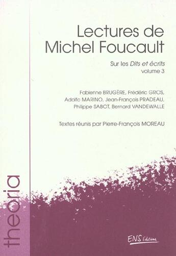 Couverture du livre « Lectures de michel foucault - t03 - lectures de michel foucault - vol. 3 - sur les 