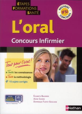 Couverture du livre « L'oral ; concours infirmier » de  aux éditions Nathan