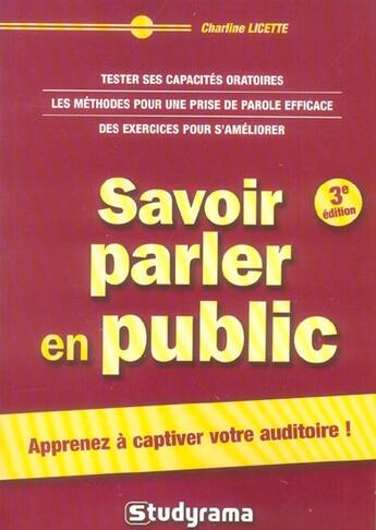 Couverture du livre « Savoir parler en public » de Charline Licette aux éditions Studyrama