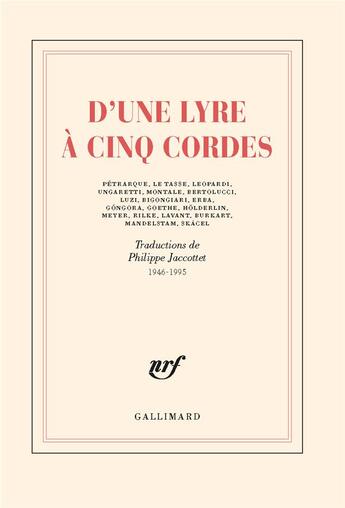 Couverture du livre « D'une lyre à cinq cordes » de Philippe Jaccottet aux éditions Gallimard