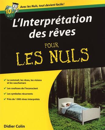 Couverture du livre « L'interprétation des rêves pour les nuls » de Didier Colin aux éditions First