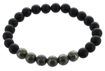 Couverture du livre « Bracelet h onyx poli mat et pyrite perles rondes 8 mm » de  aux éditions Dg-exodif