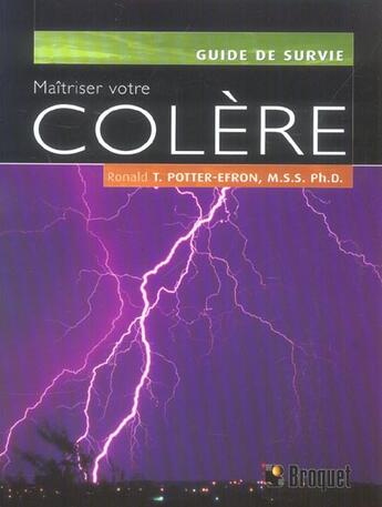 Couverture du livre « Maitriser Votre Colere » de Ronald Potter-Efron aux éditions Broquet