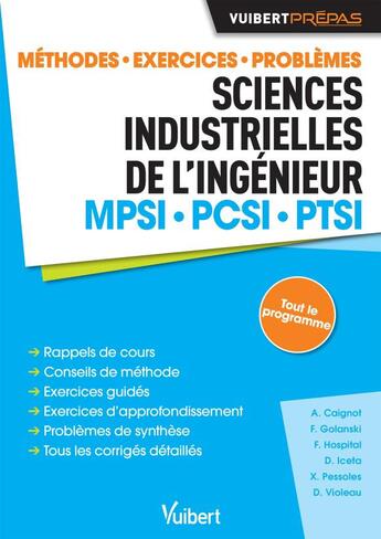 Couverture du livre « Sciences industrielles de l'ingénieur ; MPSI, PCSI, PTSI ; méthodes, exercices, problèmes » de  aux éditions Vuibert