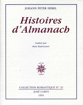 Couverture du livre « Histoires d'almanach » de Johann Peter Hebel aux éditions Corti