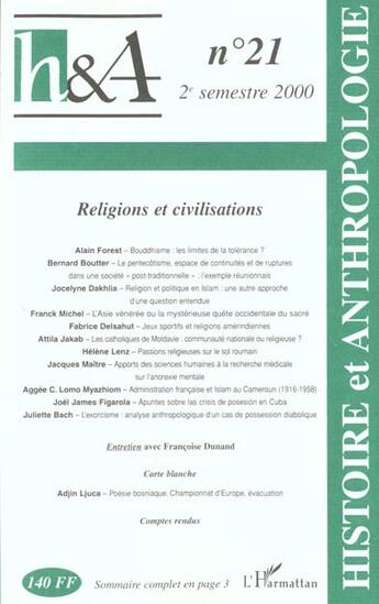 Couverture du livre « Religions et civilisations » de  aux éditions L'harmattan