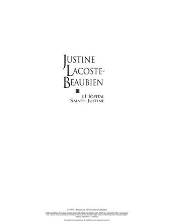 Couverture du livre « Justine Lacoste-Beaubien et l'hôpital Sainte-Justine » de Nicolle Forget et Francine Harel-Giasson et Francine Seguin aux éditions Presses De L'universite Du Quebec